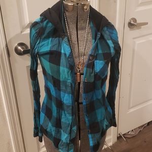 Plaid hooded long sleeve